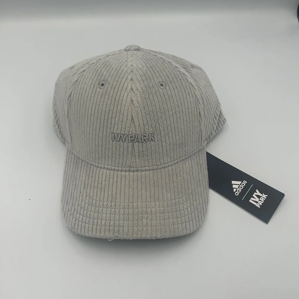 Adidas Ivy Park Hat Unisex OSFM Grey Corduroy Adjustable Baseball Cap H59886
